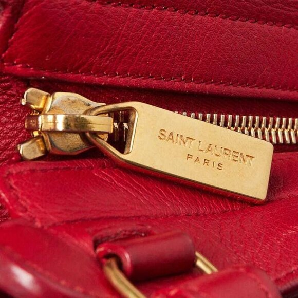 Yves Saint Laurent Red Calfskin Leather Small Cabas ChYc Bag - Picture 5 of 12